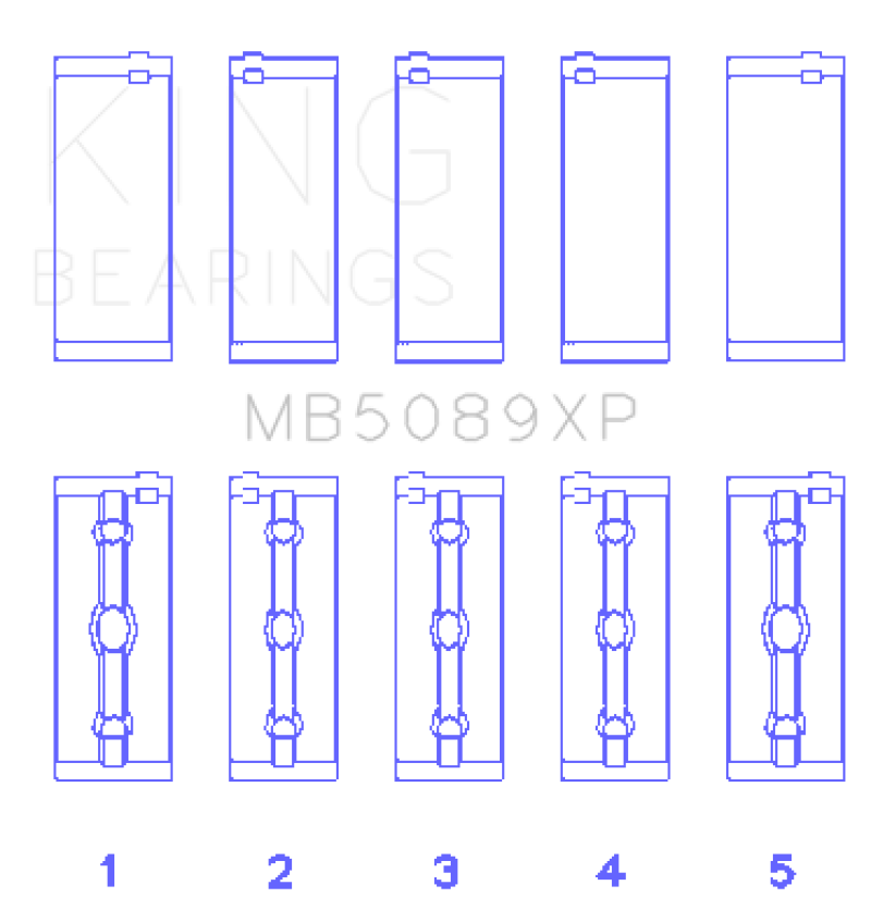 King Toyota 1RZ/2RZ/3RZ Crankshaft Main Bearing Set (Set of 5)