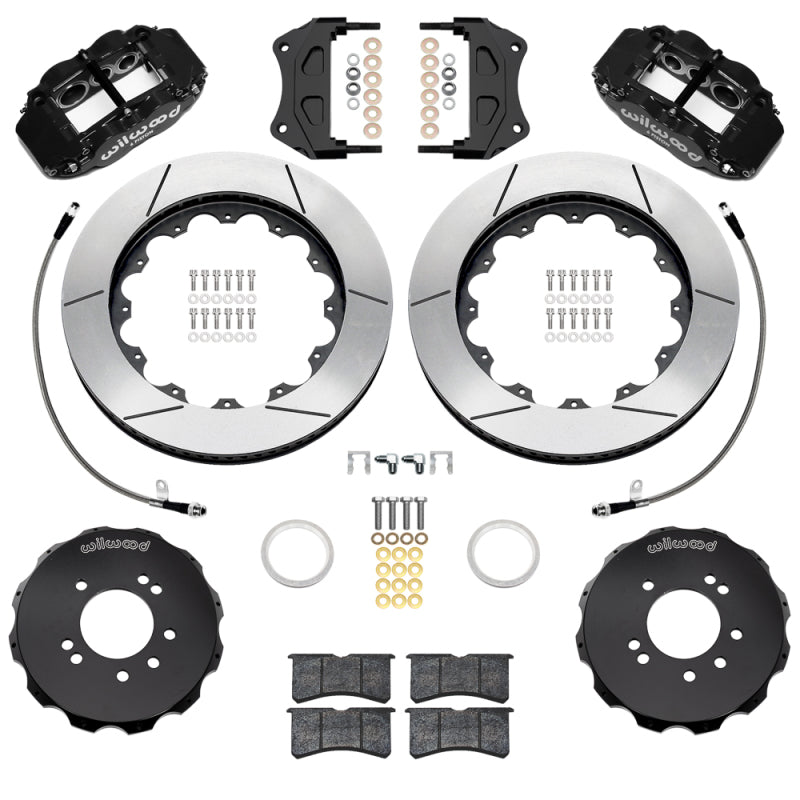 Wilwood 95-98 Nissan Skyline Superlite 6R Front BBK w/ 14in Slotted Rotors & Flexlines - Black