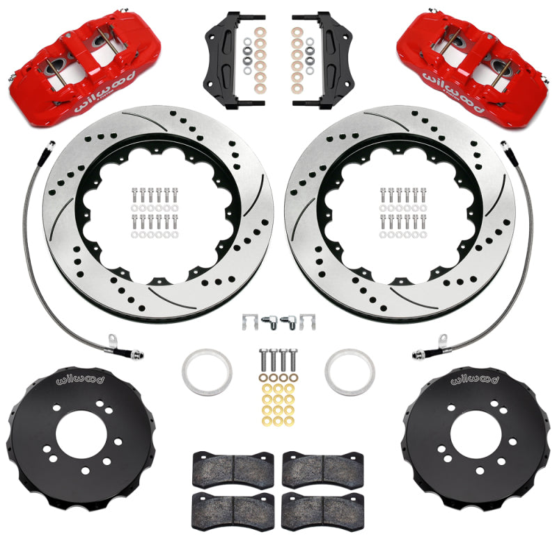 Wilwood 95-98 Nissan Skyline Aerolite 6R Front BBK w/ 14.00in D/S Rotors & Flexlines - Red