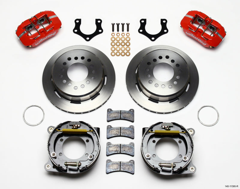 Wilwood Dynapro Low-Profile 11.00in P-Brake Kit - Red Mopar/Dana 2.36in Off w/Snap Ring Bearing