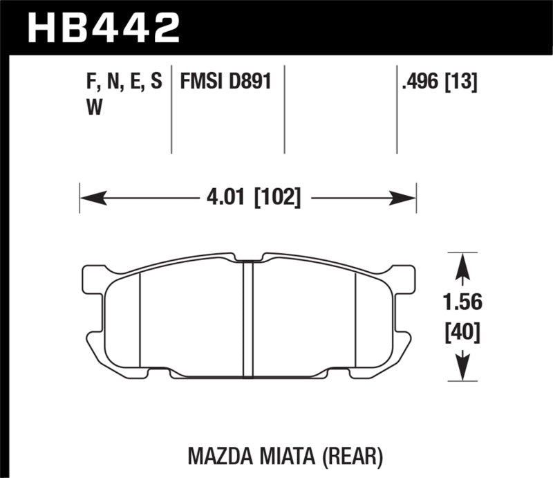 Hawk 01-02 Miata w/ Sport Suspension HPS Street Rear Brake Pads (D891)