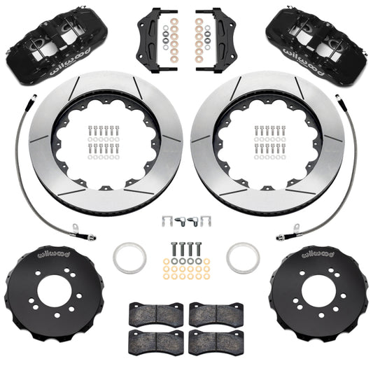 Wilwood 99-02 Nissan Skyline Aerolite 6R Front BBK w/ 14in Slotted Rotors & Flexlines - Black