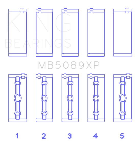 King Toyota 1RZ/2RZ/3RZ Crankshaft Main Bearing Set (Set of 5)