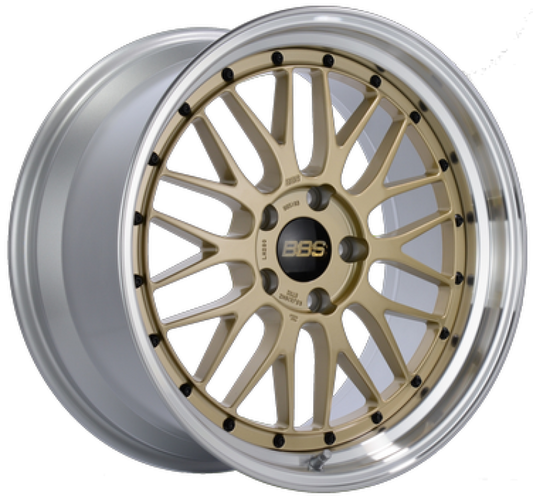 BBS LM 19x9.5 5x112 ET23 Diamond Gold Center Diamond Cut Lip Wheel 82mm PFS/Clip Required