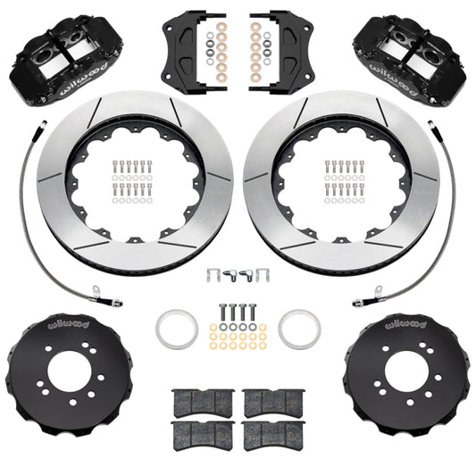 Wilwood 99-02 Nissan Skyline Superlite 6R Front BBK w/ 14in Slotted Rotors & Flexlines - Black