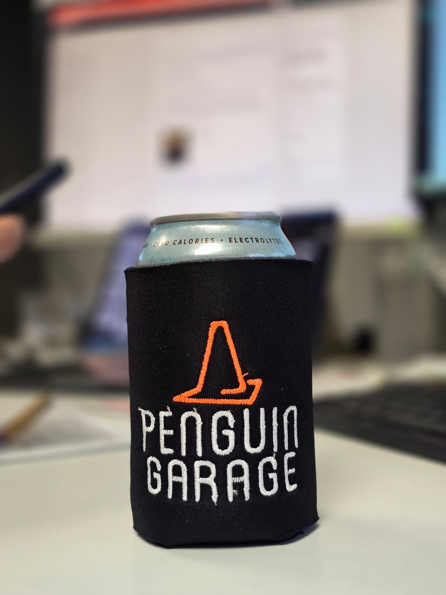 Penguin Garage Can Koozies