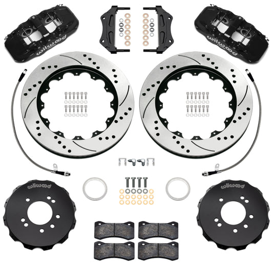 Wilwood 99-02 Nissan Skyline Aerolite 6R Front BBK w/ 14.00in D/S Rotors & Flexlines - Black