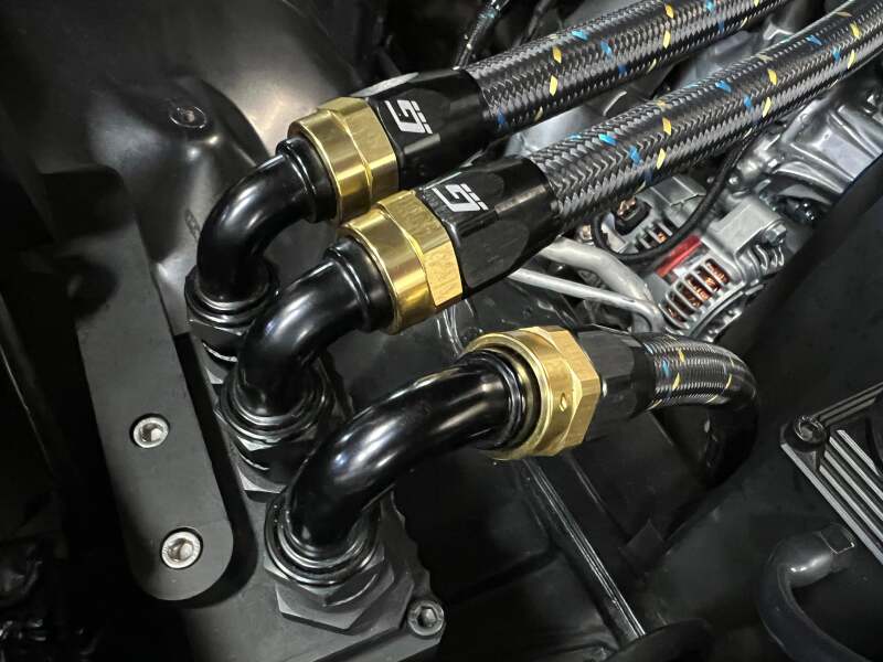 GReddy AN16 150 DEGREE HOSE END SWIVEL BLACK/GOLD ANODIZED