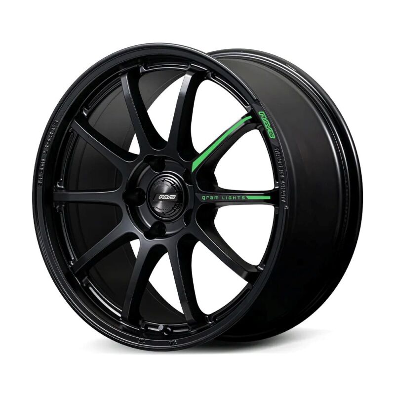 Gram Lights 57NR LIMITED II 18x9.5 +12 5-114.3 Semigloss Black Wheel w/ Black Cap/Stickers/Air Valve