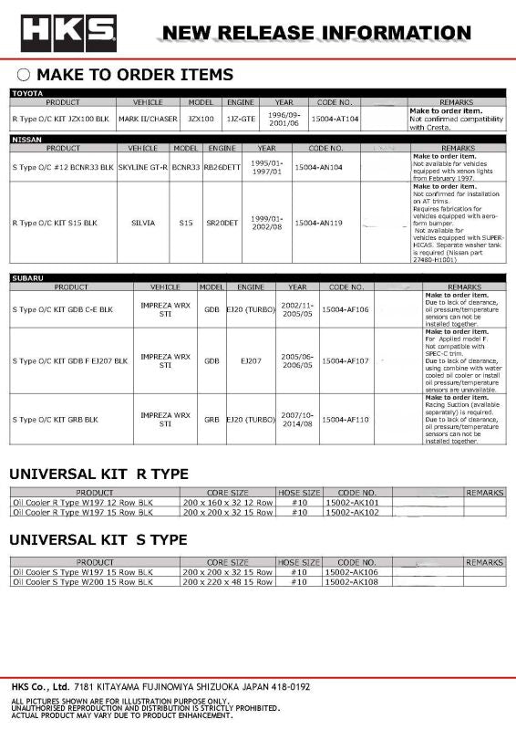 HKS R Type O/C KIT S15 BLK