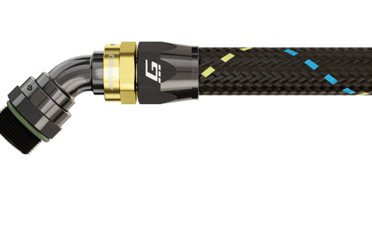 GReddy AN08 45 DEGREE ORB MALE BLACK/GOLD ANODIZED