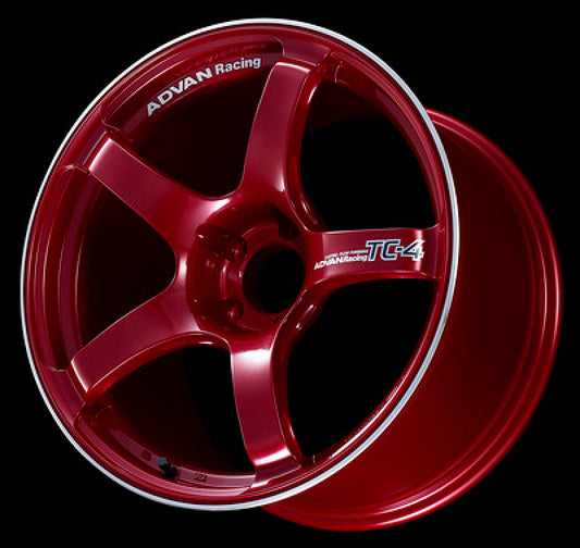 Advan TC4 17x7.5 +35 4x98 Racing Candy Red and Ring Wheel