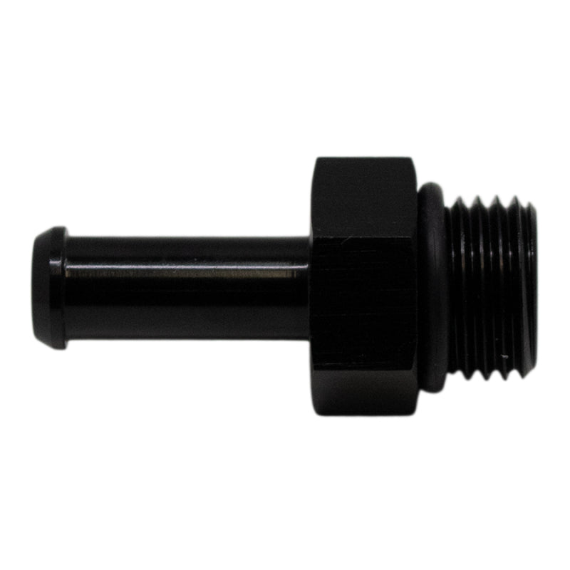 DeatschWerks 6AN ORB Male to 5/16in Male Barb Fitting (Incl O-Ring) - Anodized Matte Black