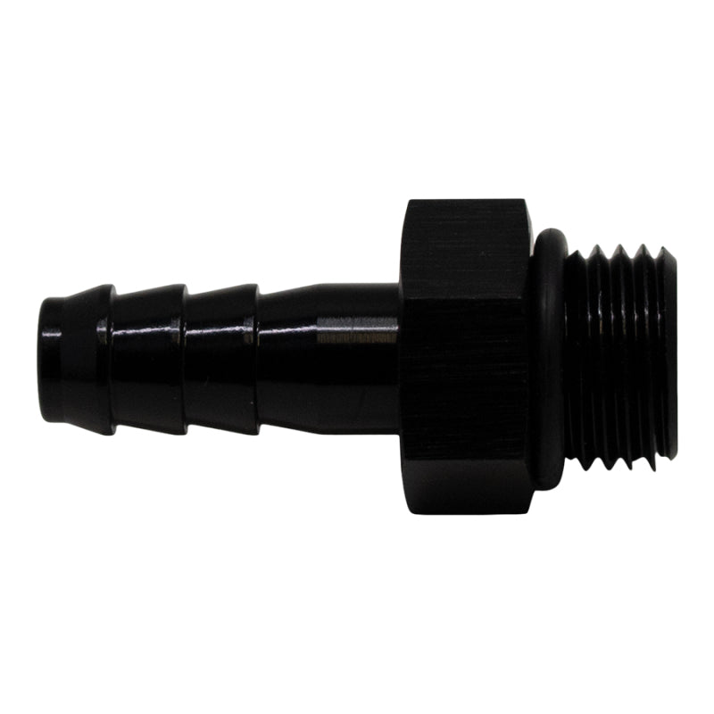 DeatschWerks 6AN ORB Male to 5/16in Male Triple Barb Fitting (Incl O-Ring) - Anodized Matte Black