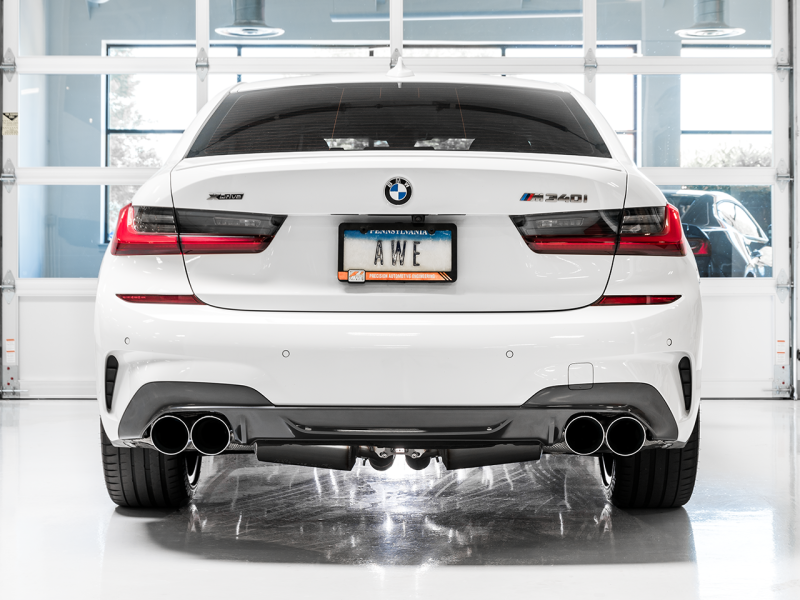 AWE Tuning 2019+ BMW M340i (G20) Track Edition Exhaust - Quad Chrome Silver Tips