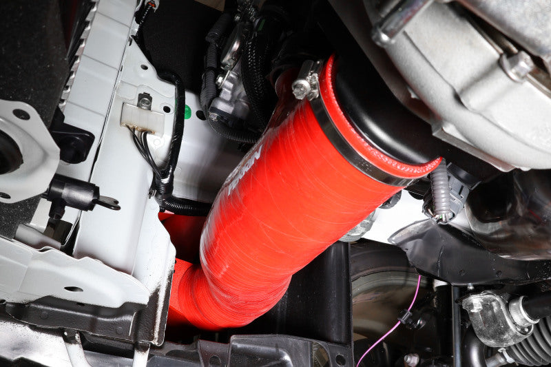 PERRIN 22-24 Subaru WRX / 20-25 LGT &amp; OBXT Turbo Inlet Hose w/Turbo Adapter Flange (Long) - Red