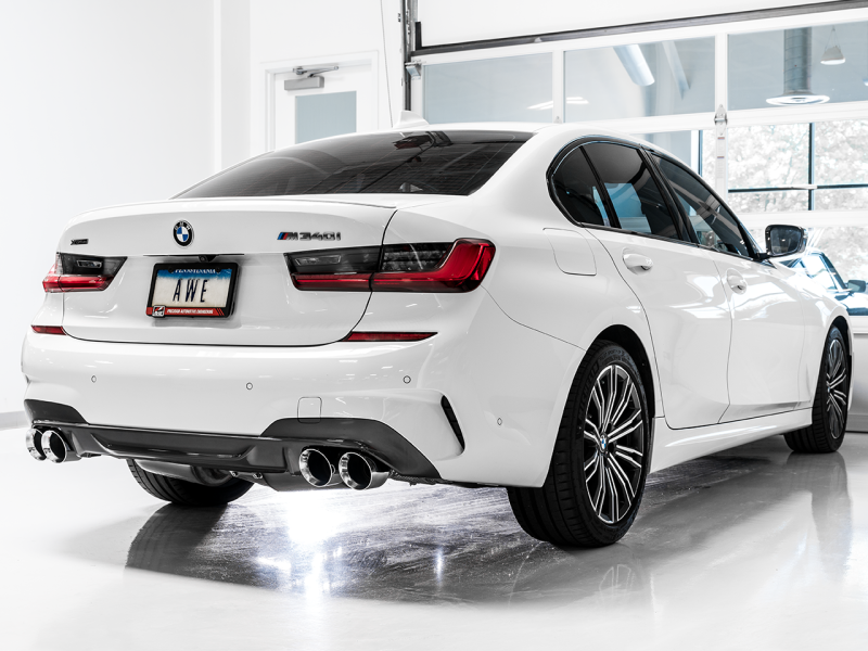 AWE Tuning 2019+ BMW M340i (G20) Track Edition Exhaust - Quad Chrome Silver Tips