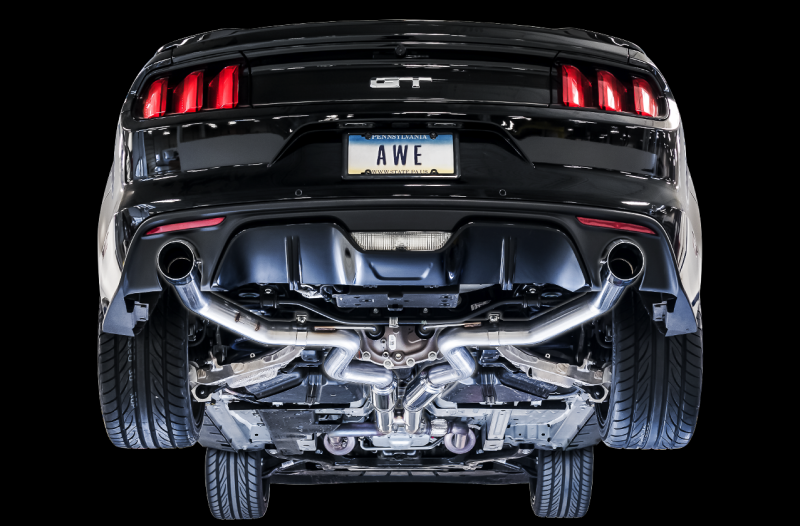 AWE Tuning S550 Mustang GT Cat-back Exhaust - Track Edition (Chrome Silver Tips)