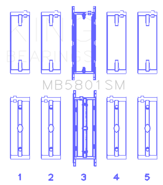 King Engine Bearings BMW N63/S63 Crankshaft Main Bearing Set - Size +0.25mm