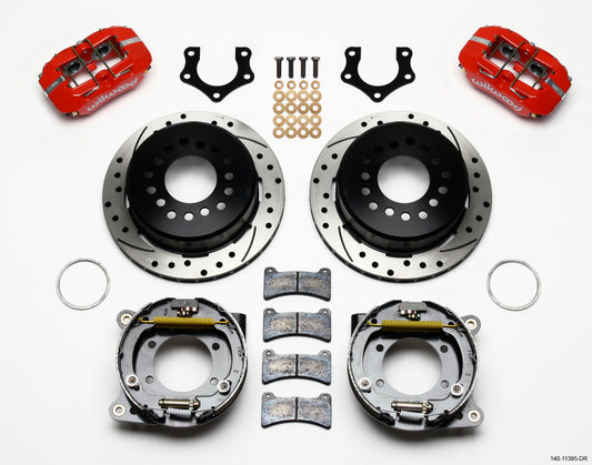 Wilwood Dynapro Low-Profile 11.00in P-Brake Kit Drill-Red Mopar/Dana 2.36in Off w/Snap Ring Bearing