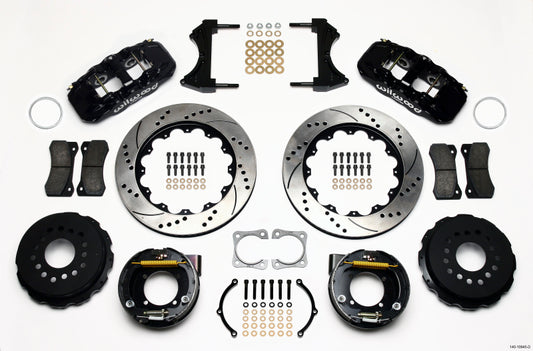 Wilwood AERO4 Rear P-Brake Kit 14.00in Drilled Chevy 12 Bolt-Spec 3.15in Bearing