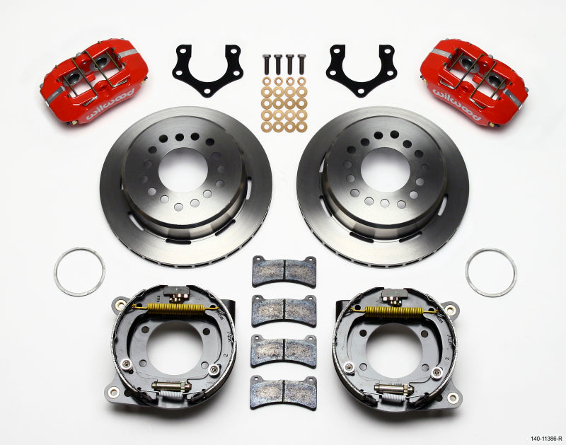 Wilwood Dynapro Low-Profile 11.00in P-Brake Kit - Red Mopar/Dana 2.50in Off w/Snap Ring Bearing