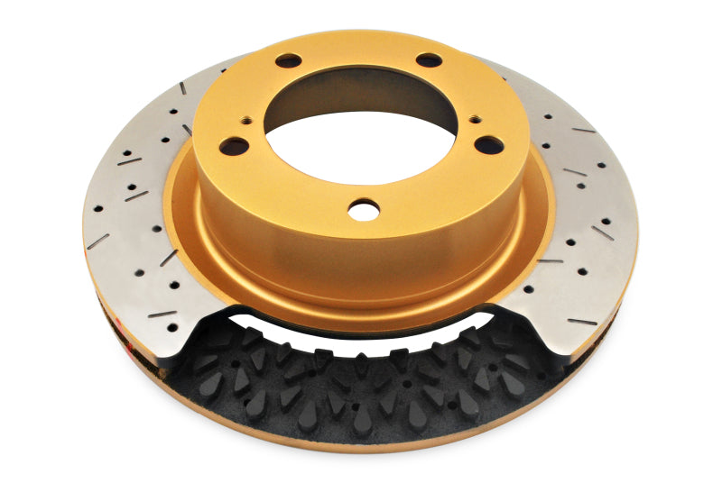 DBA 03-05 Evo 8/9 Front Drilled & Slotted 5000 Series 2 Piece Rotor Assembled w/ Gold Hat